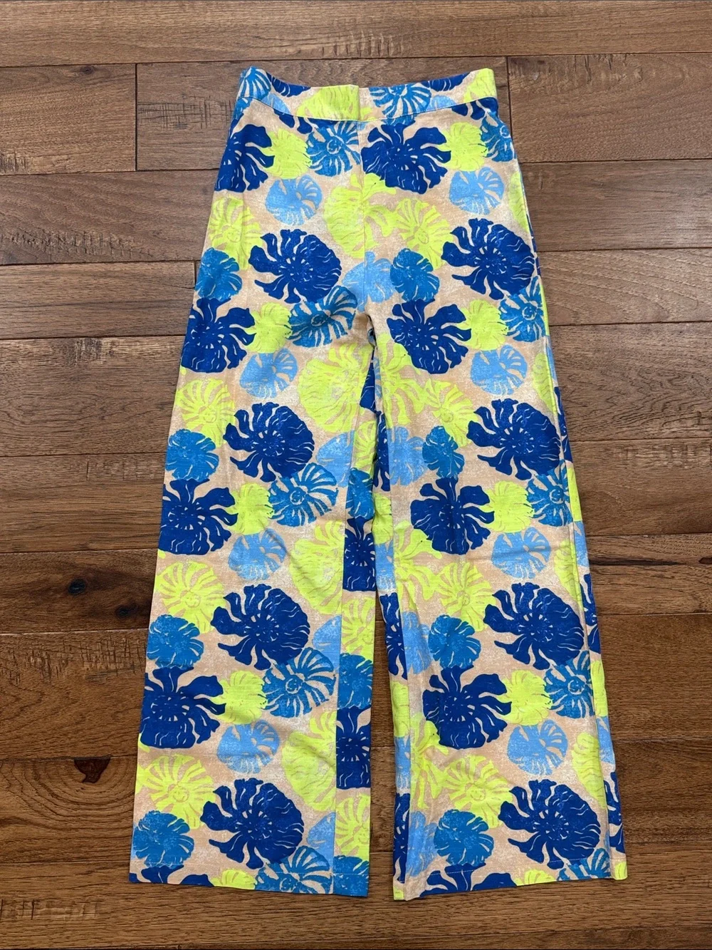 Tahari Girl 2 Piece Pants Tank Top Set Tropical Leaves- Size 10
